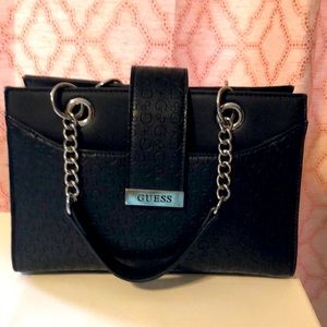 Guess Black Leather Logo satchel purse